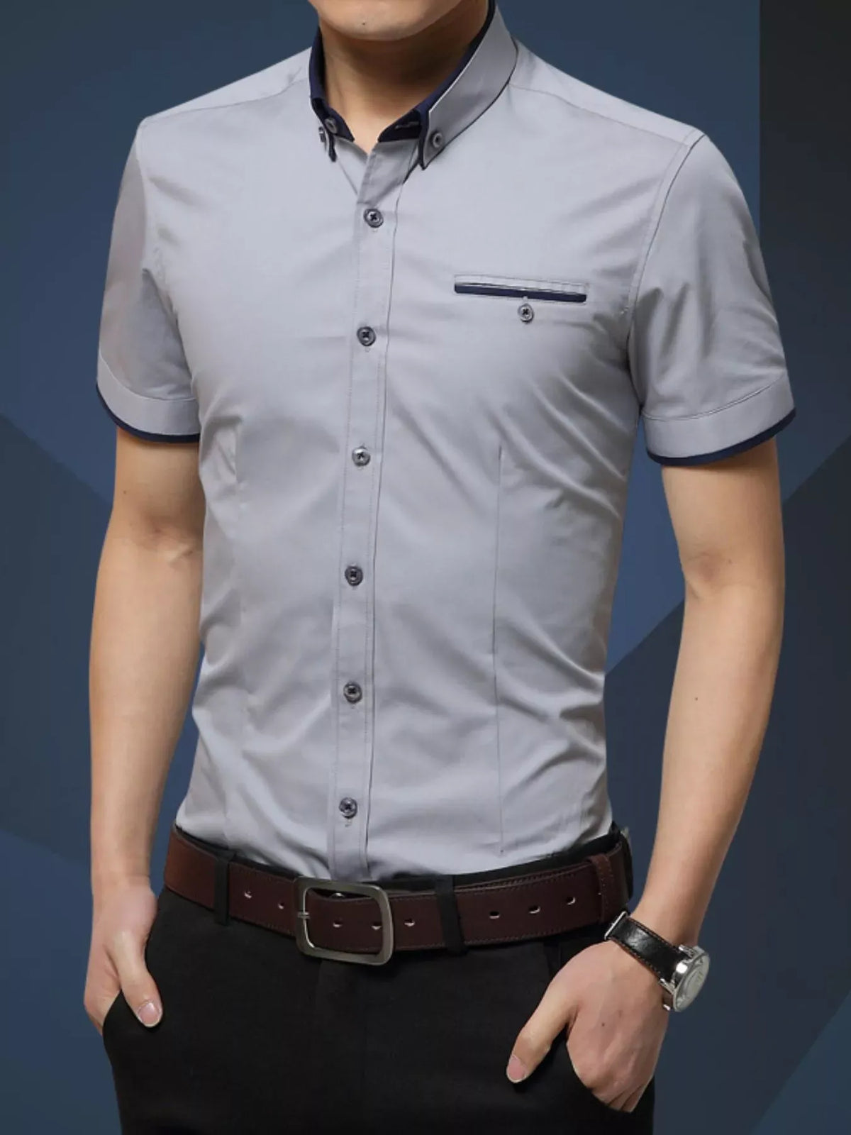 Men's Plus Size Short-Sleeve Button-Up Shirt — photo 8