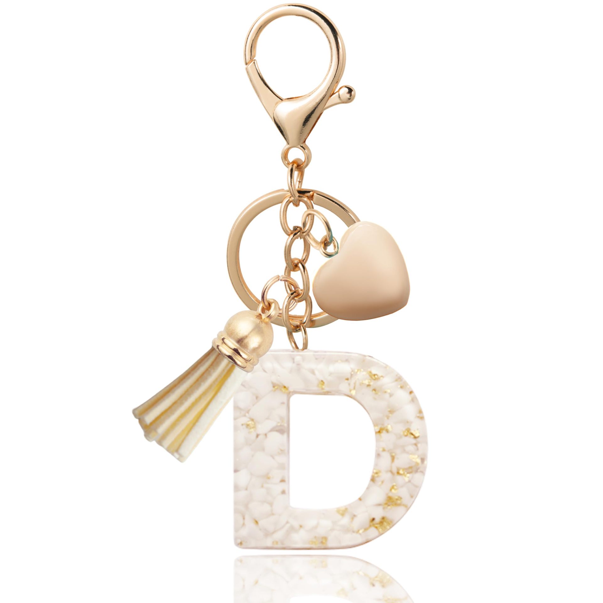 Personalized Heart Shell Letter Pendant Necklace with Tassel - A-Z Initial Charm