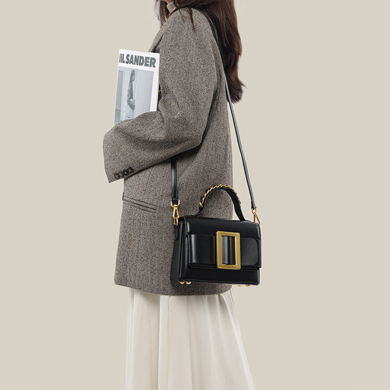 Women's Patent Leather Crossbody Bag - Sleek Compact Shoulder Bag with Adjustable Strap