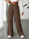 Brown wide-leg high-rise pants
