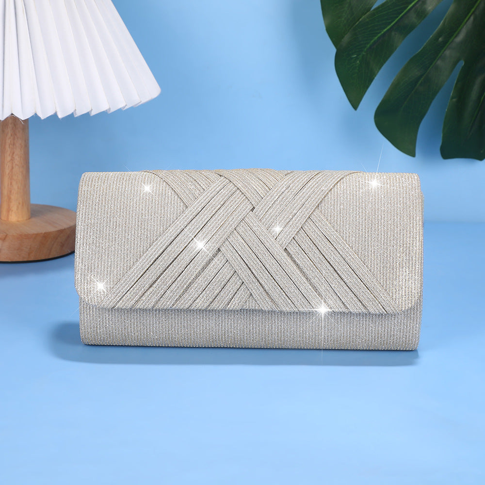 Women's Elegant Striped Evening Bag with Chain Shoulder Strap | Clutch Purse