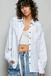 POL off-white washed textured cotton Western shirt