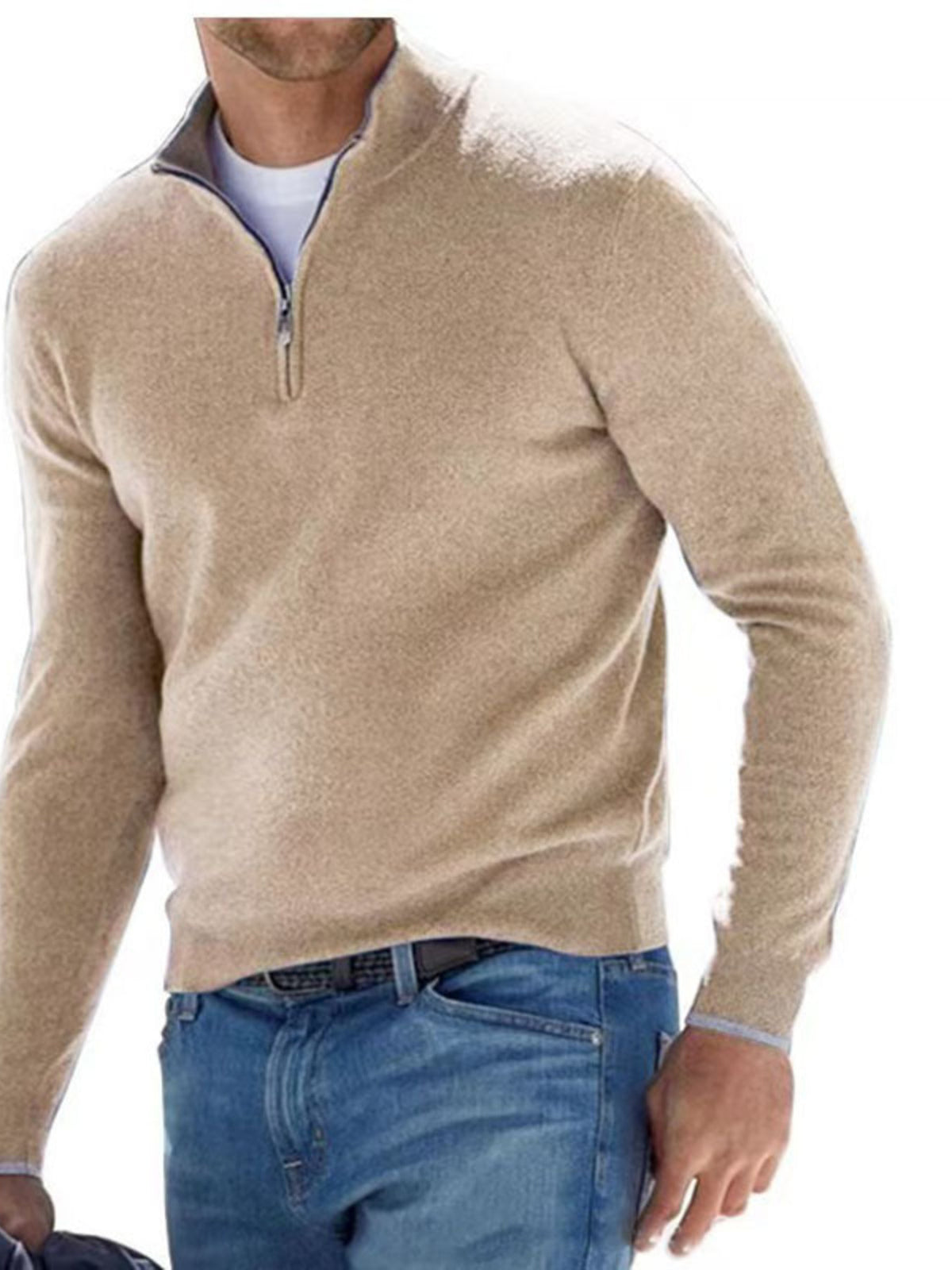 Men's Plus Size Quarter-Zip Sweater