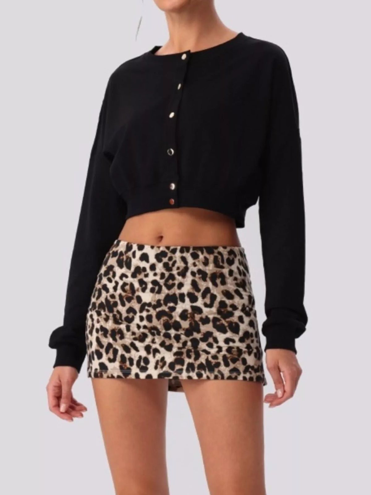 Cropped Button-Down Activewear Cardigan