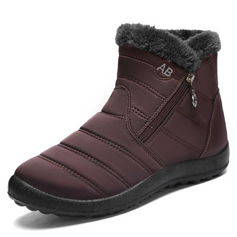Women's Winter Cotton High-Top Casual Shoes - Warm PU Leather Flat Heel Boots