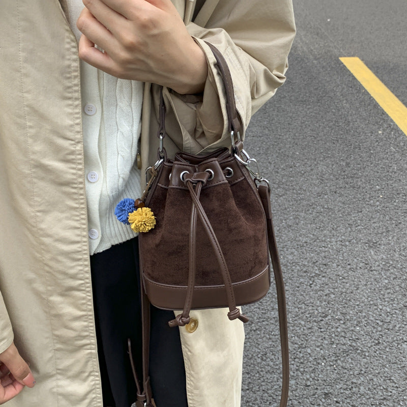 Women's Drawstring Bucket Bag | PU Leather Shoulder Bag with Adjustable Strap