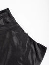 Black satin-look midi skirt for women