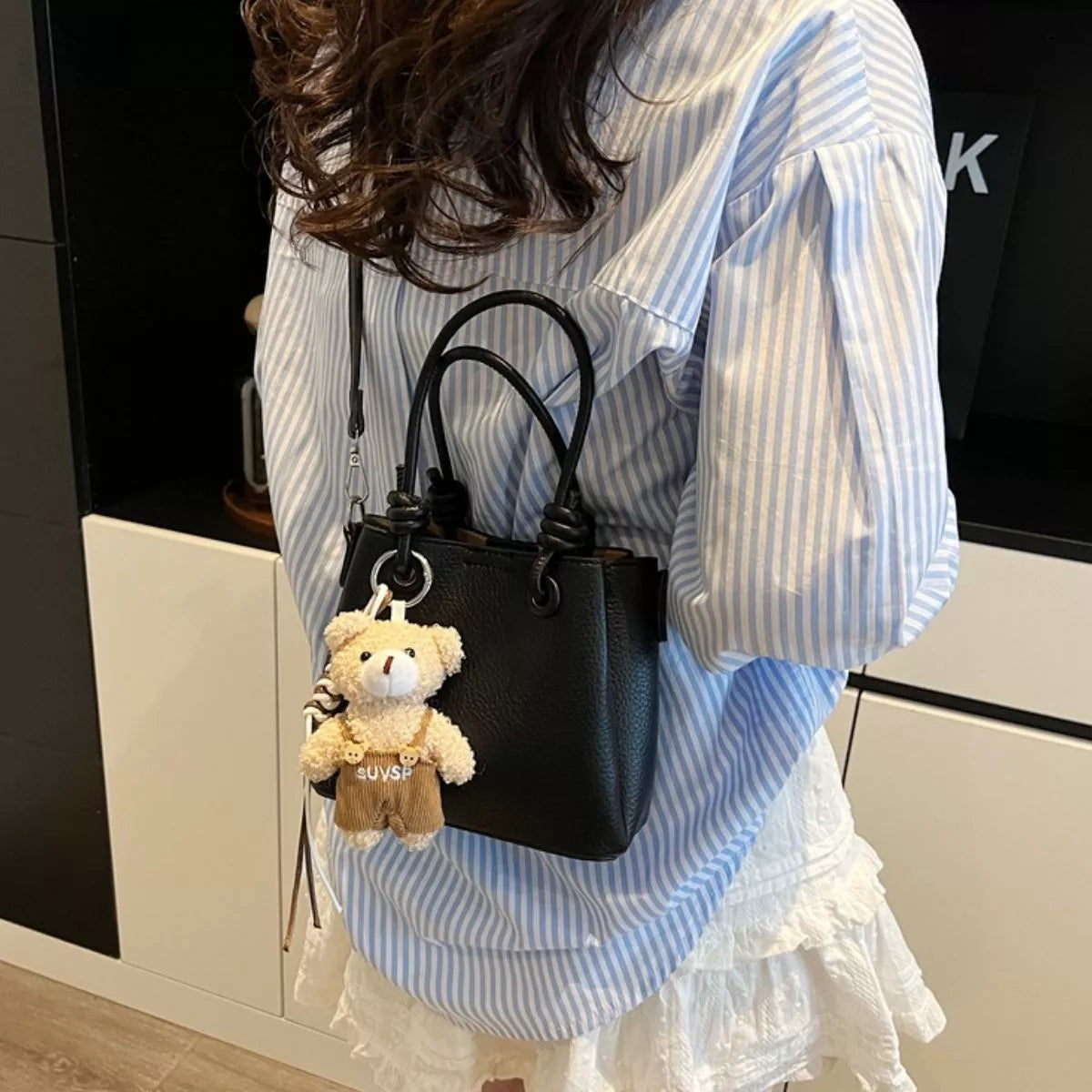 Black Mini PU Leather Crossbody Bag