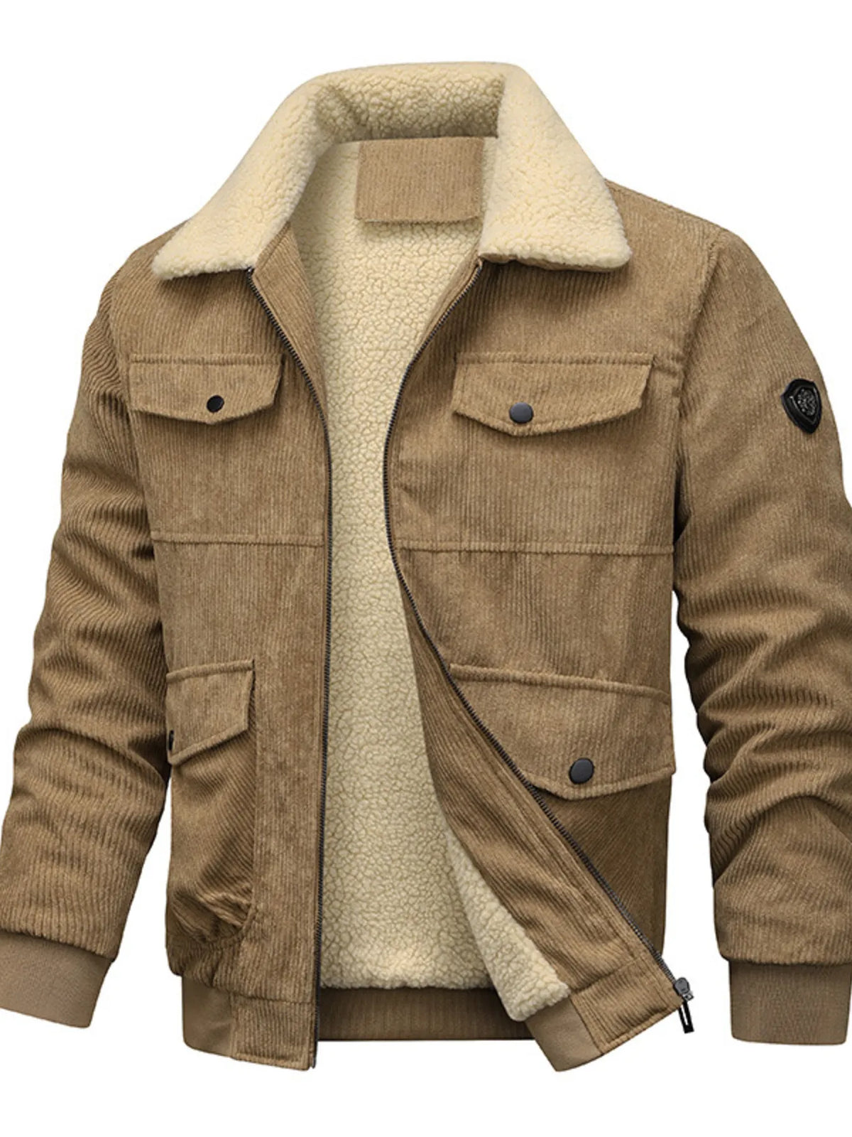 Men's Plus Size Sherpa-Lined Corduroy Jacket