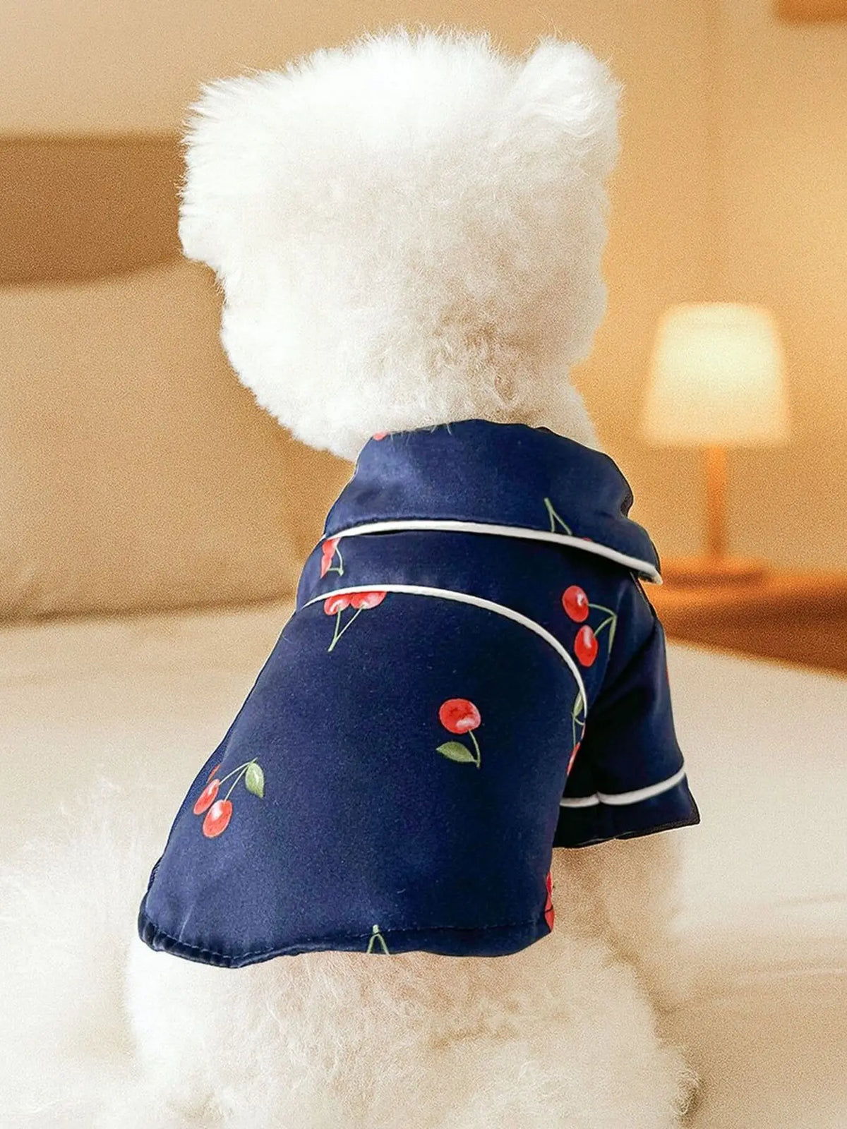 Contrast-Piping Satin Pet Pajamas — photo 4
