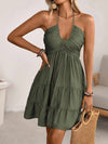 Smocked halter-neck tiered dress — alternate product view 7