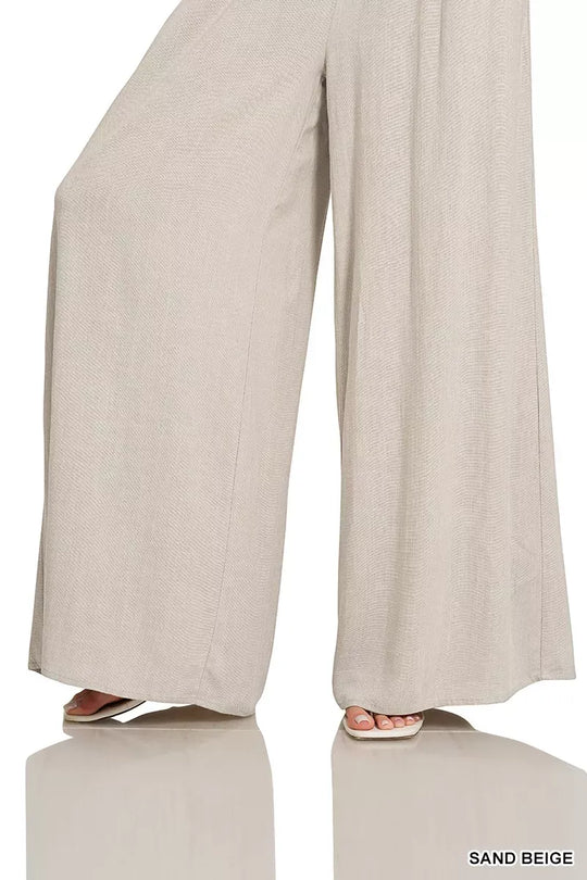 Another view: Smocked Waistband Wide Leg Lounge Pants