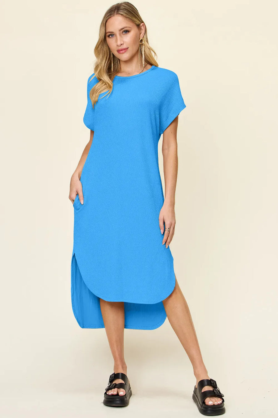 Round-Neck Side-Slit Dress — Full Size