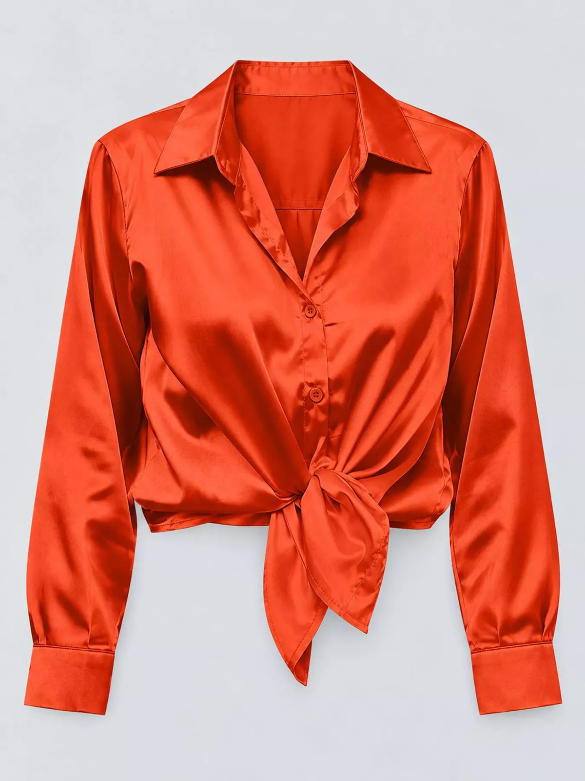 Women's Satin High-Low Button-Down Shirt — photo 75