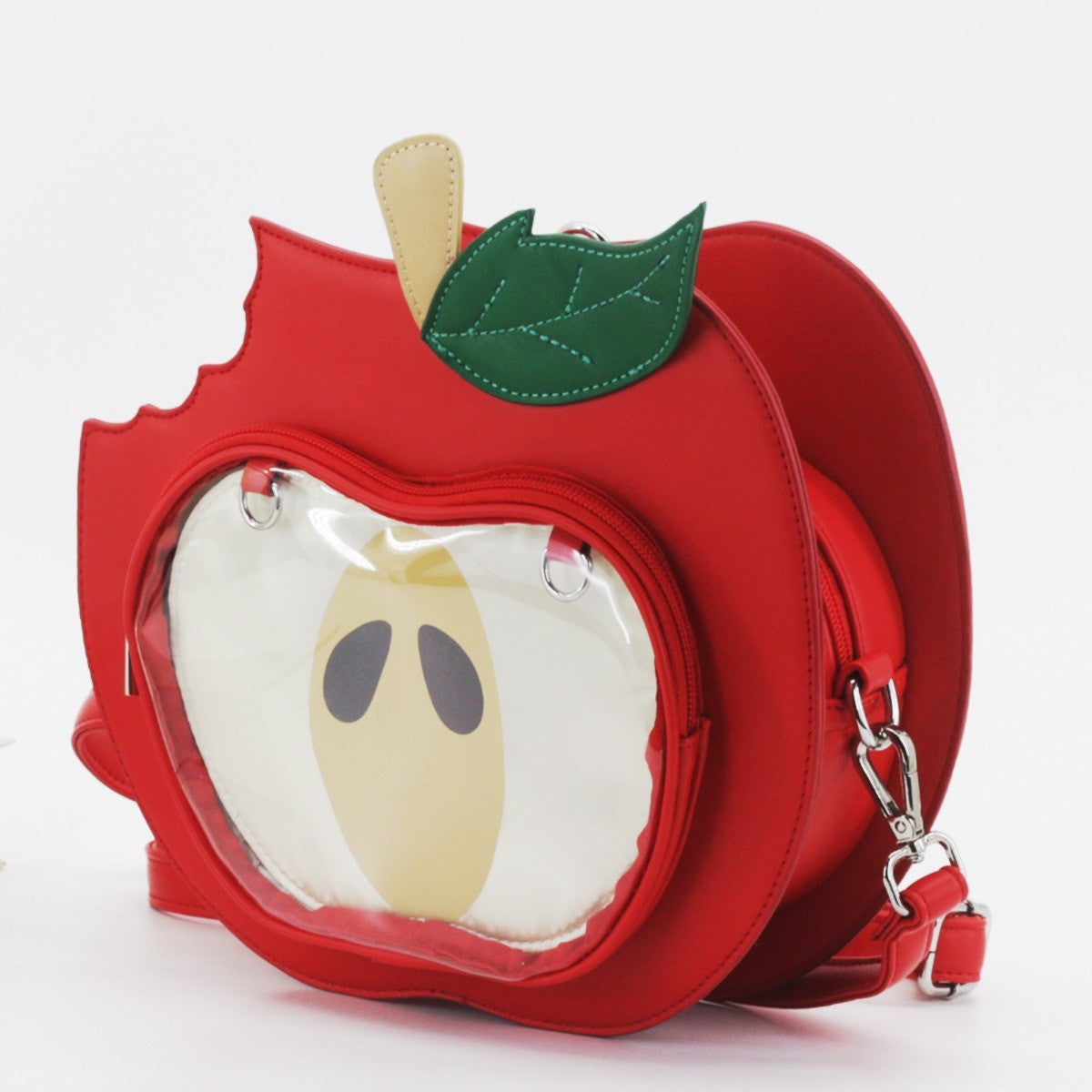 Apple-Themed PU Crossbody Bag for Women – Cute Mini Shoulder Bag for School & Daily Commute | Red & Green