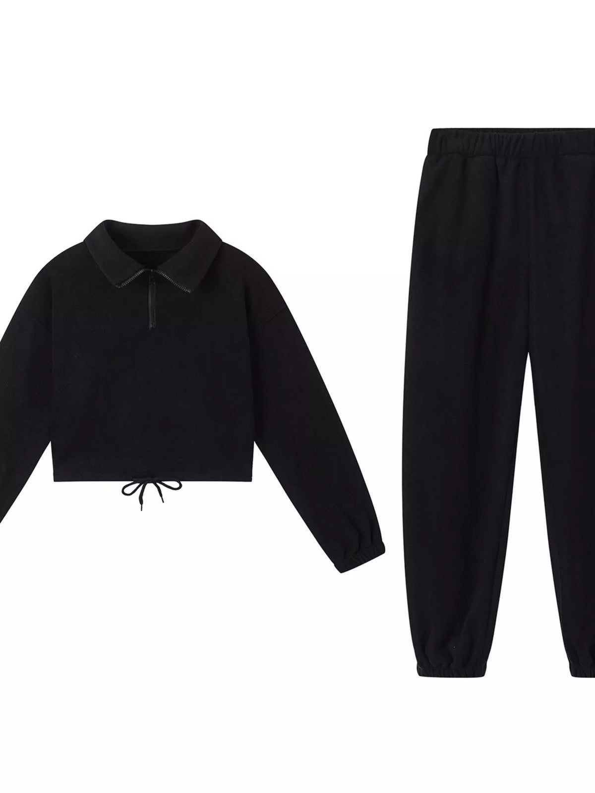 Women's Quarter Zip Sweatshirt and Pants Set — 2-Piece Matching Lounge Outfit
