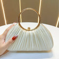 Elegant Satin Pleated Evening Clutch Bag - Cheongsam Style Formal Handbag with Hasp Lock
