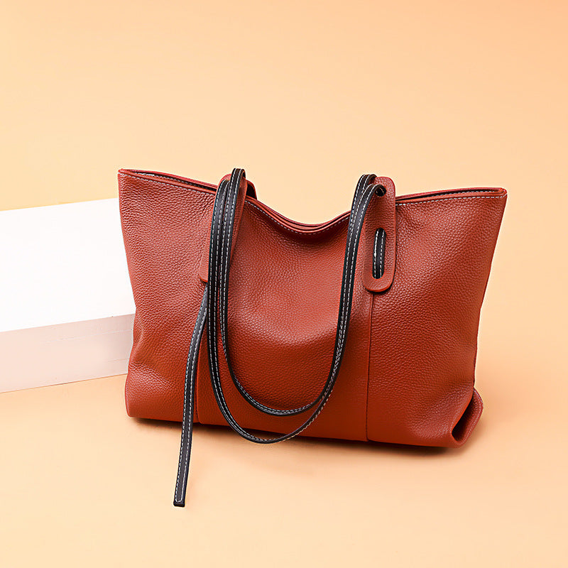 Women's Genuine Cowhide Leather Handbag | Casual Streetwear Shoulder Bag