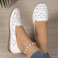 Women's Breathable Hollow-out Casual Flat Shoes | Floral PU Slip-On