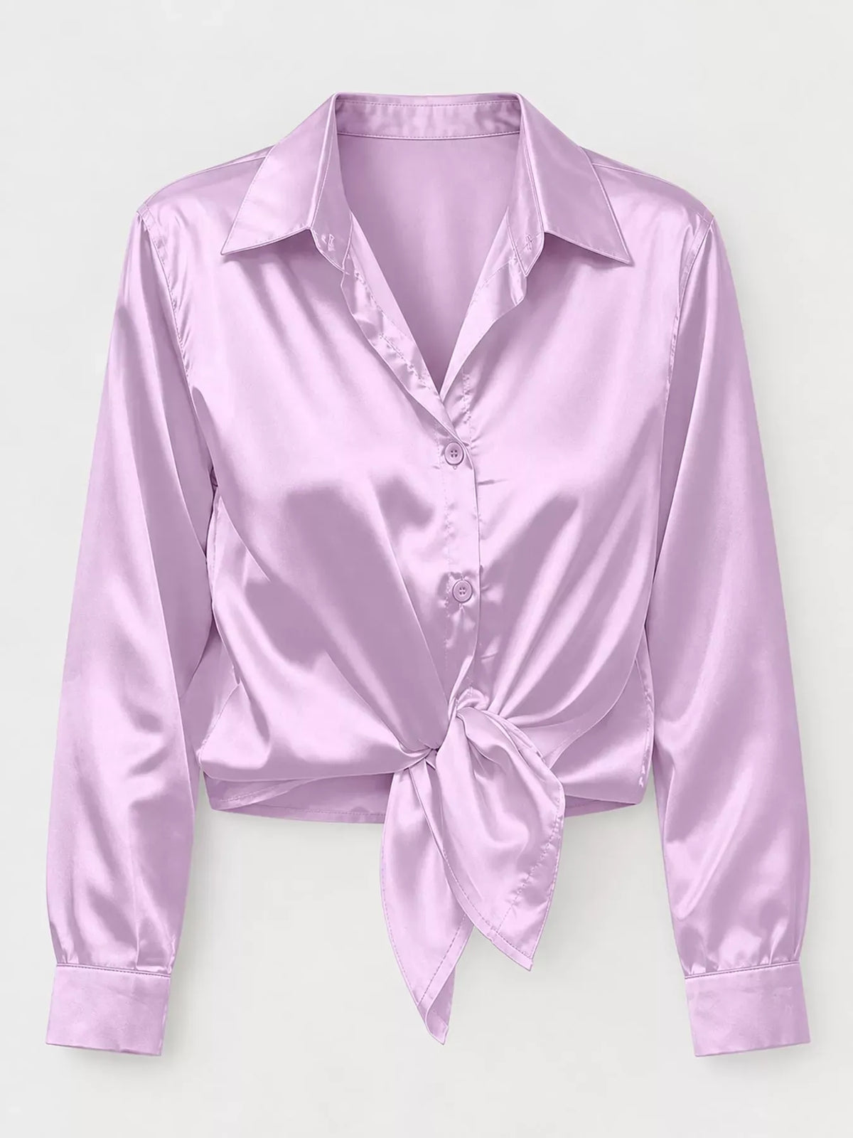 Women's Satin High-Low Button-Down Shirt — photo 8