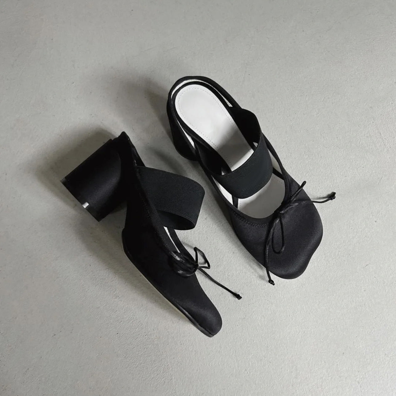 Women's Mary Jane Chunky Heel Ballet Flats | Satin Square Toe Slip-On Dress Shoes