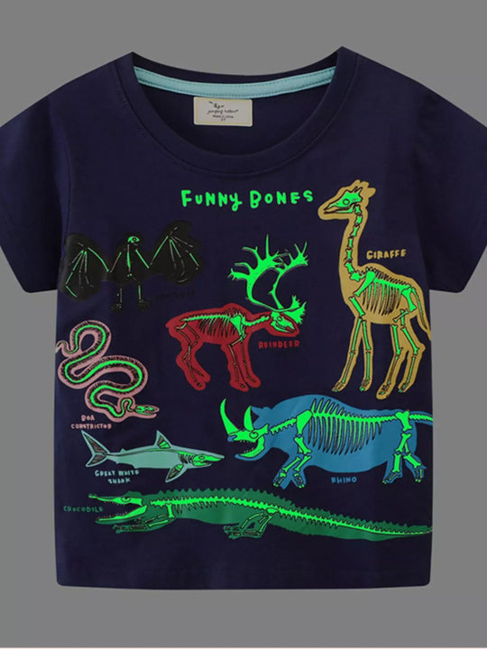 Another view: Animal Skeleton Cotton T-Shirt — Navy