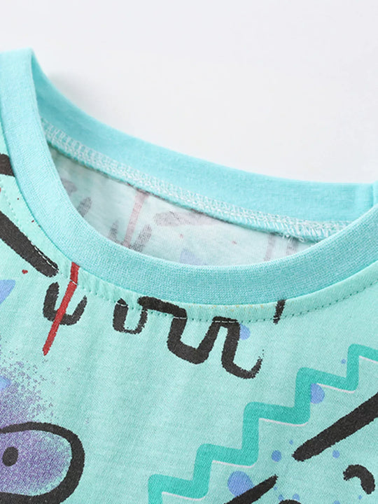 Another view: Kids’ Dinosaur-Print Cotton T-Shirt — Multicolor