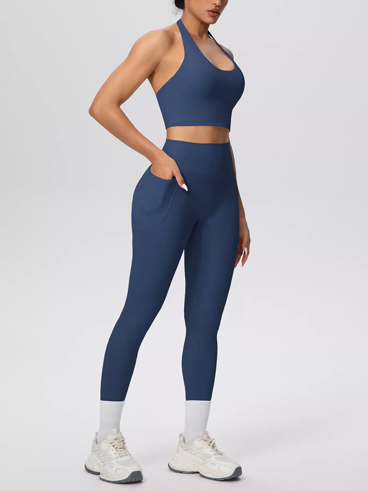 Halter Crop Top & High-Waisted Leggings Set