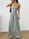 Women's strappy square-neck casual wide-leg jumpsuit