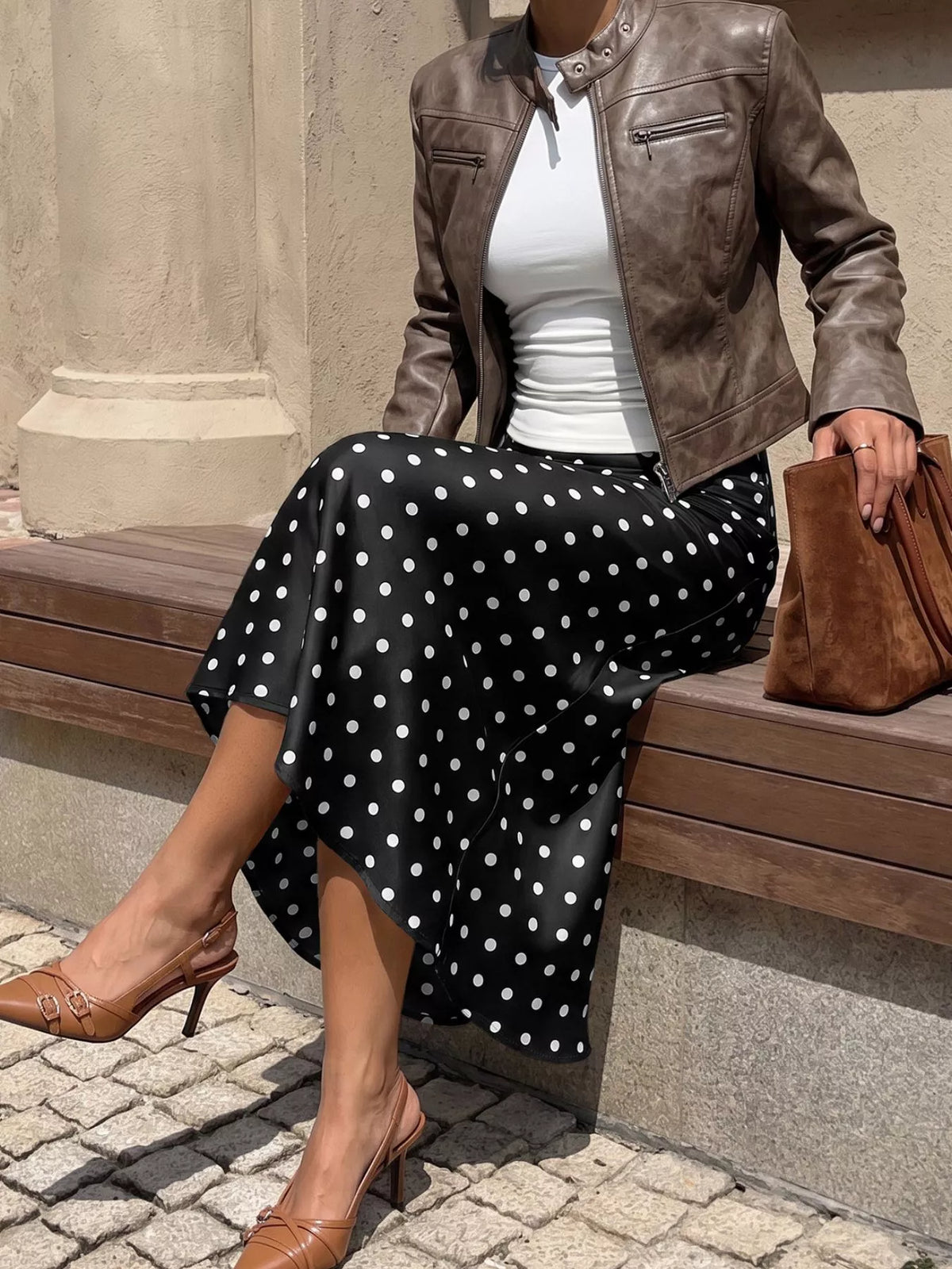 Polka-Dot Midi Skirt