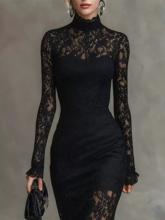 Another view: Women's Lace Mock-Neck Mermaid Midi Dress