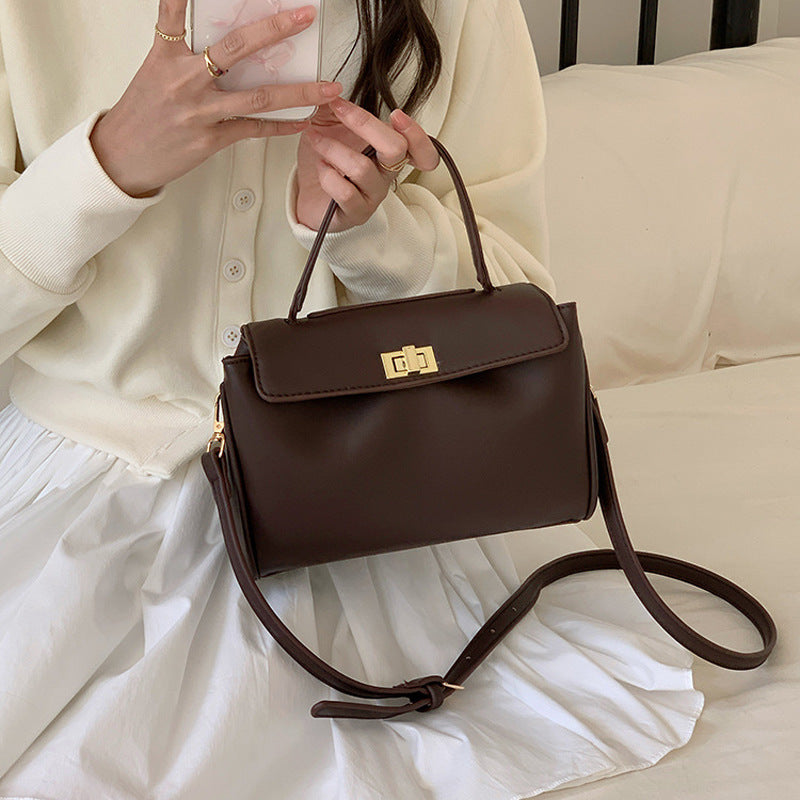 Korean-Style Minimalist PU Leather Commuter Tote Bag