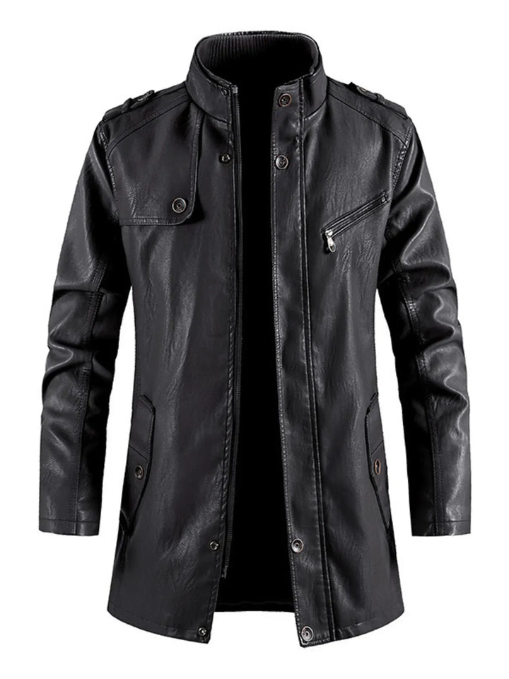 Men's Zip-Up Leather-Look Jacket
