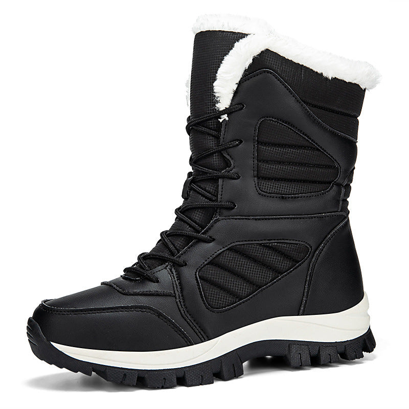 Women's Winter Snow Boots – High-Top Fleece-Lined Waterproof Lace-Up