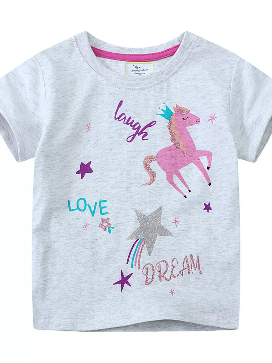 Unicorn Graphic Cotton T-Shirt — Light Gray