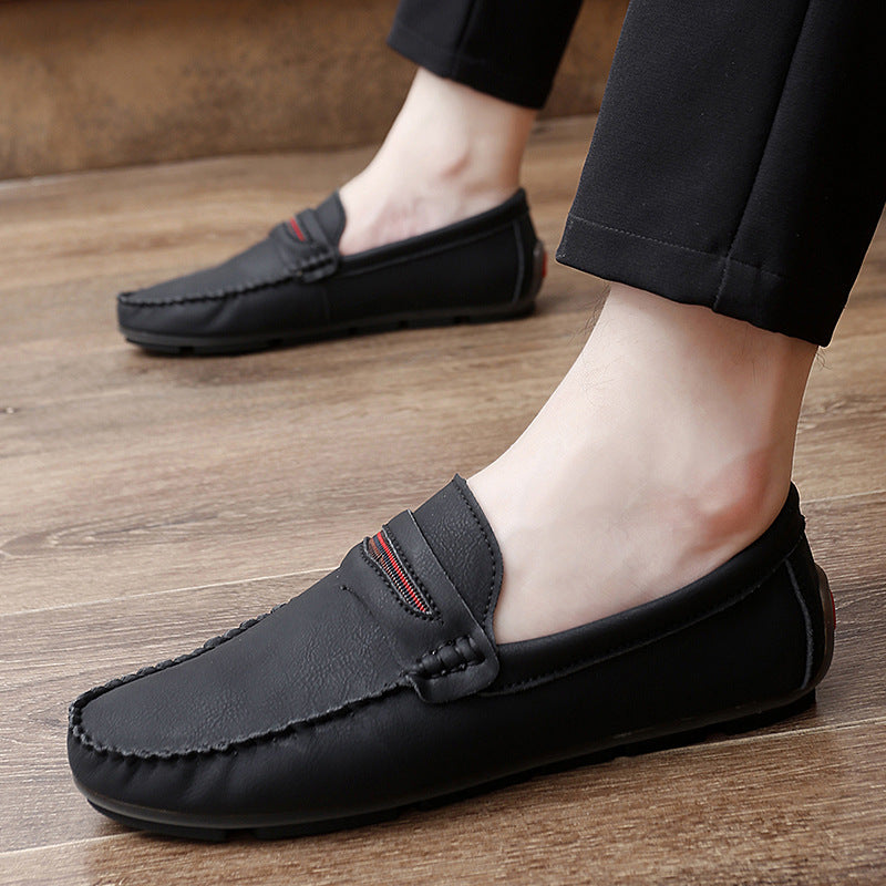 Men's Slip-On Casual Lightweight Shoes – Breathable PU Loafers | Black Khaki White Brown