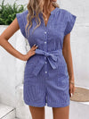 Liora Striped Notched Tie Waist Romper — product view 6
