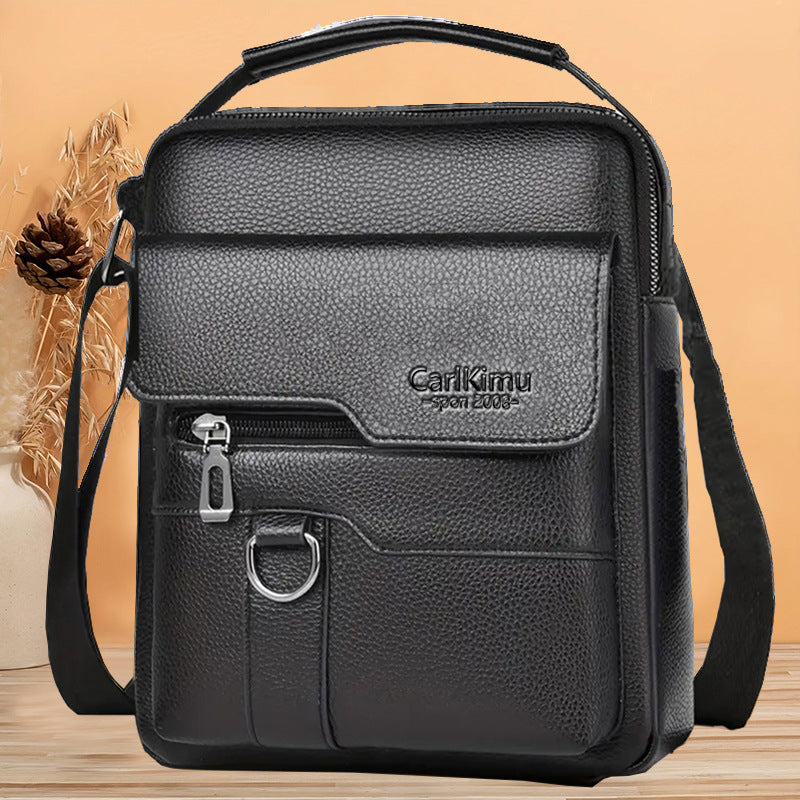 Men's Lychee-Grain PU Leather Business Crossbody Shoulder Bag - Premium Commuter Messenger Bag