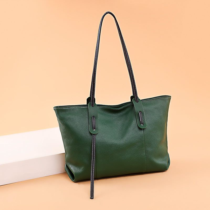 Women's Genuine Cowhide Leather Handbag | Casual Streetwear Shoulder Bag