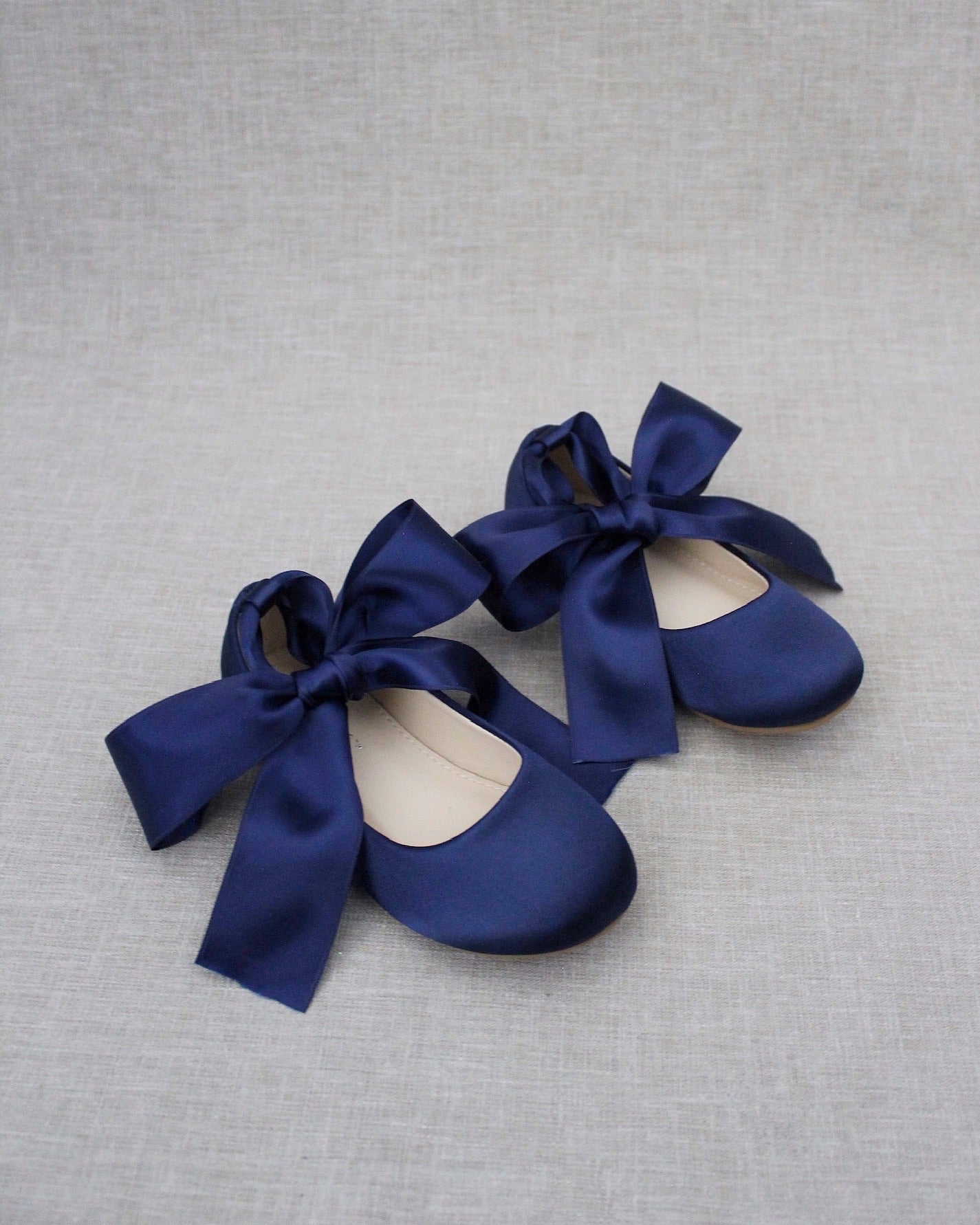Satin Ballet Flats with Ankle Tie or Ballerina Lace Up