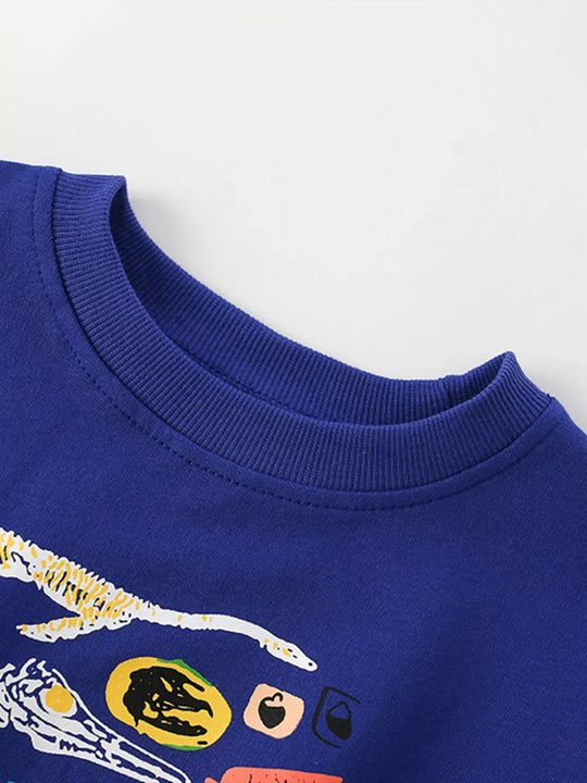 Another view: Kids’ Dinosaur Cotton Sweatshirt — Navy