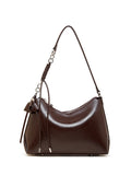 Women's Genuine Leather Crossbody Bag – Large Capacity Pillow Bag | Wine Brown, Dark Brown, Black