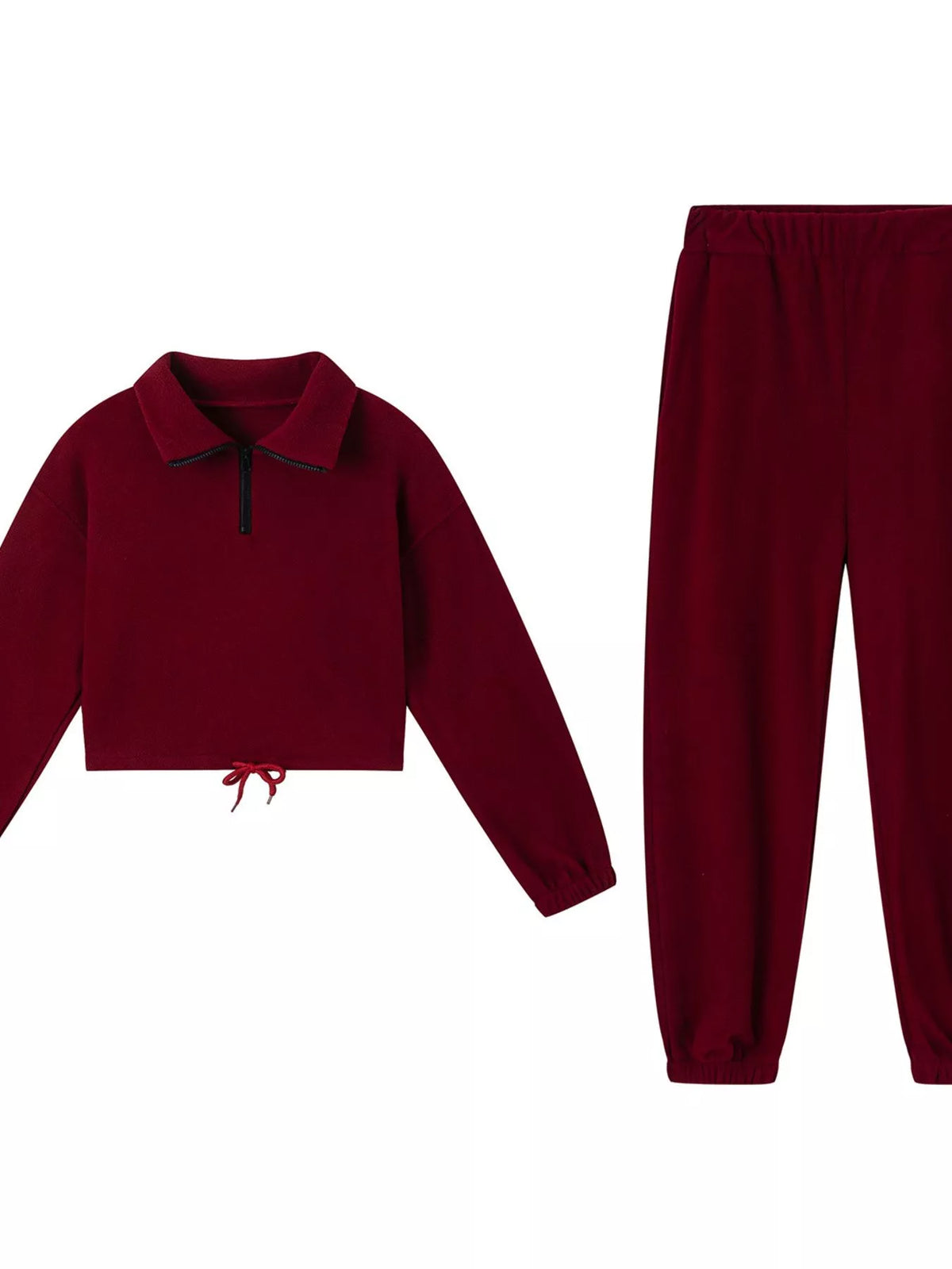 Women's Quarter Zip Sweatshirt and Pants Set — 2-Piece Matching Lounge Outfit