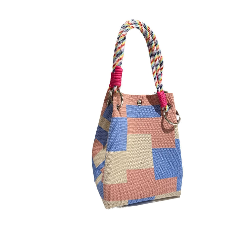 Women's Knitted Tote Bag - Large Capacity Magnetic Closure Bucket Bag