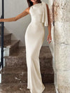 Sleeveless maxi dress with draping detail in apricot