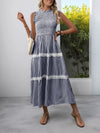Thea Smocked Striped Lace Trim Sleeveless Midi Dress — product view 8