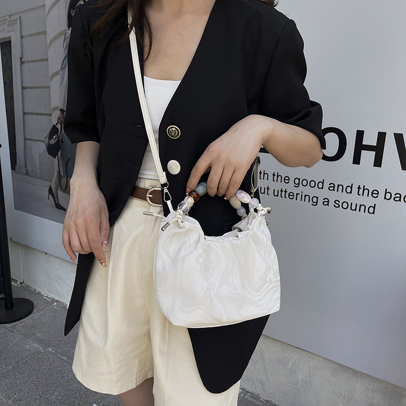Pleated Pearl Crossbody Bag