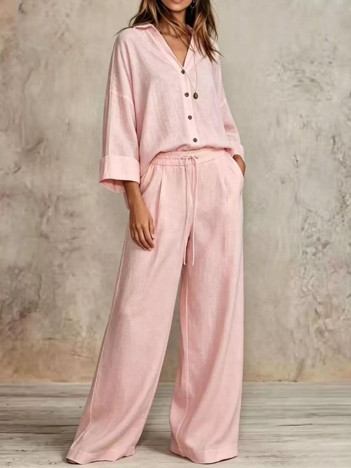 Women's Button-Down Shirt & Wide-Leg Pants Set — photo 16