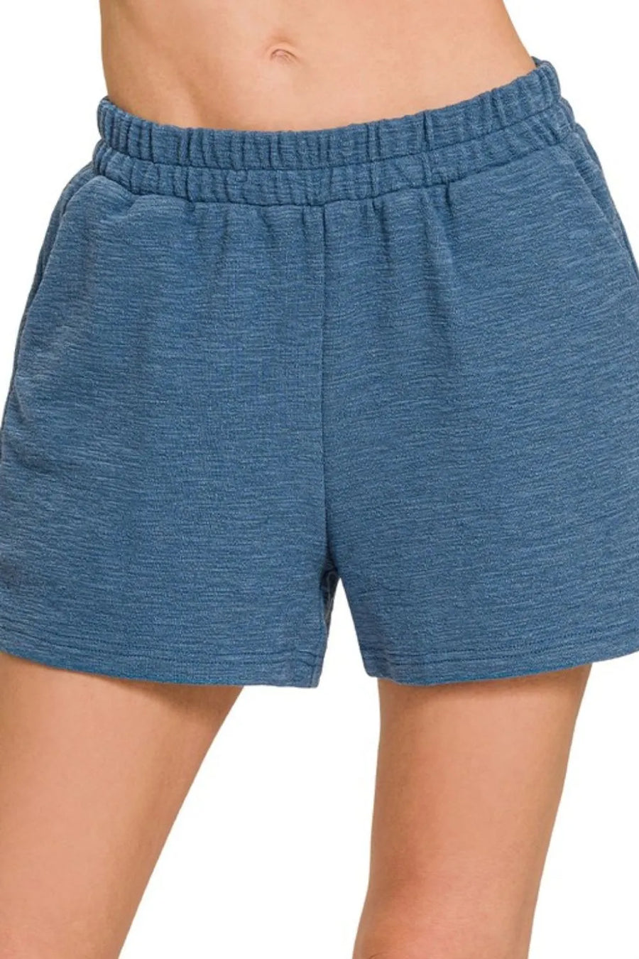 Cotton Slub Shorts — Dusty Blue