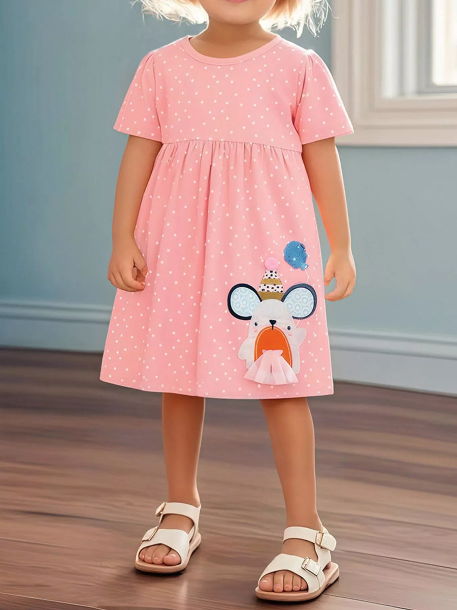 Cartoon Polka-Dot Cotton-Blend Dress